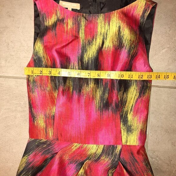 Michael Kors Womens Sheath Dress Pink Abstract Jewel Neck Sleeveless Tailored‎ - Picture 10 of 10